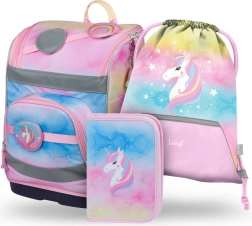 Set 3 BAAGL Zippy plus Rainbow Unicorn: cartella, astuccio e sacca