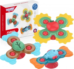 Woopie baby spinner sensoriale 3 in 1 – set di colorati giocattoli con ventosa