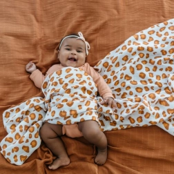 Tommy Lise telo in mussola di cotone leopardo bianco 120 × 120 cm