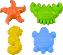 Stampi marini per sabbia, set 4 pezzi: granchio, tartaruga, stella marina, cavalluccio – giallo, verde