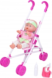 Bambino con passeggino e accessori