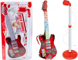 Chitarra elettrica per bambini con stativo e microfono a batteria – rossa