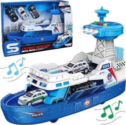 motovedetta di pattuglia della polizia interattiva 1:16 + 3 macchinine in metallo – Woopie