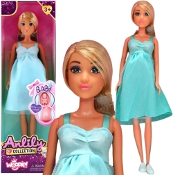 WOOPIE bambola Lily incinta con bebè in abito blu