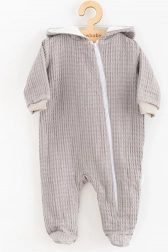 Tutina in mussola per neonati con cappuccio grigia NEW BABY Comfort Clothes
