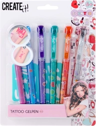 Set per tatuaggi con penne gel profumate e stencil, 6 colori