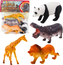 Set di figurine di animali selvatici – panda, giraffa, leone e ippopotamo (4 pz)