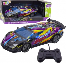 Auto sportivo telecomandato con luci LED viola 1:22