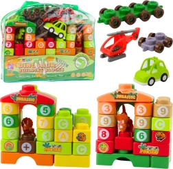 Set di costruzioni per bambini dinosauri con lettere e numeri in borsa 91 pezzi