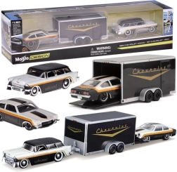 Auto in metallo Maisto Chevrolet Nomad 1955 e Chevrolet Vega 1971 con rimorchio