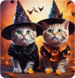Pittura diamantata gattino Halloween 30 × 40 cm