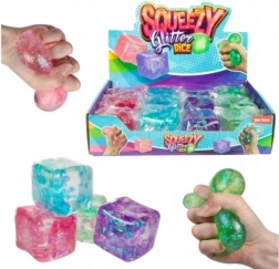 Cubo antistress glitter da spremere 6 × 6 cm