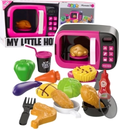 Forno a microonde giocattolo con accessori, luci e suoni – rosa