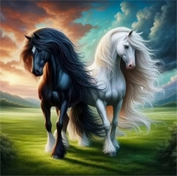 Pittura diamantata bianco e nero 30 × 40 cm