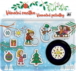 Set di timbri Natale per bambini, 9 pz con tampone blu