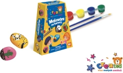Set creativo per dipingere sulle pietre con colori e pennelli