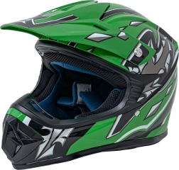 Casco enduro verde per motocicletta