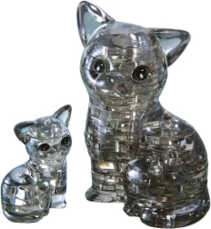Puzzle 3D in cristallo Gatto con gattino 49 pezzi