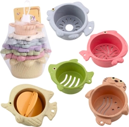 Tazze da bagno in torre colorate 2 in 1, pastello, 6 pezzi