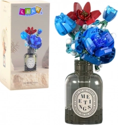 Mattoncini da costruzione Bouquet di fiori in vaso blu-rosso