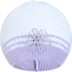 Cappellino lavorato a maglia New Baby con fiorellino viola 3–4 anni