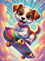 Puzzle in legno cagnolino sullo skateboard 40 pezzi