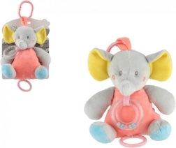 Elefante musicale di peluche pesca‑grigio 18 cm
