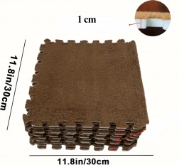 Set di piastrelle puzzle in schiuma con peluche, marroni 30 × 30 cm (12 pz)