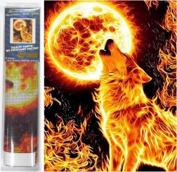 Pittura Diamante Luna Piena di Fuoco 30x40 cm