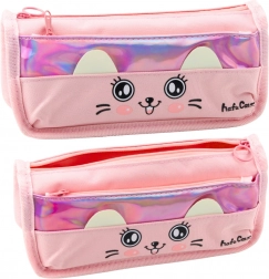 Astuccio scolastico con motivo gatto rosa