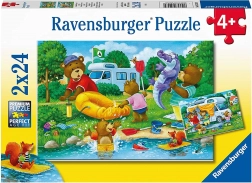 Puzzle Famiglia di orsi in campeggio 2×24 pezzi RAVENSBURGER