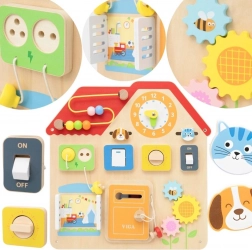 Lavagna manipolativa in legno a forma di casetta Viga