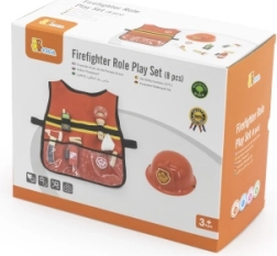 viga travestimento da pompiere per bambini con gilet e accessori in legno, 8 pezzi