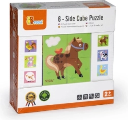 VIGA puzzle in legno a cubi fattoria – 4 cubi