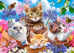 Puzzle 120 pezzi – gattini con fiori