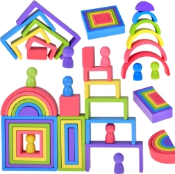 Puzzle Montessori in legno – forme geometriche e figurine colorate
