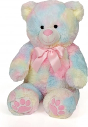 Orsetto di peluche arcobaleno 60 cm con fiocco rosa