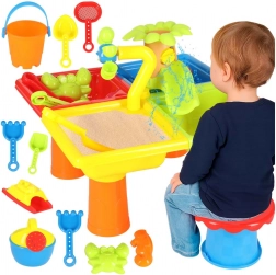 Tavolo d'acqua e sabbiera 2in1 con accessori per bambini 3+