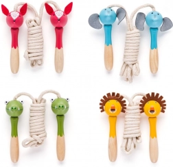 Corde per saltare per bambini con manici in legno a forma di animali
