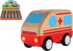 Ambulanza in legno a inerzia 11cm per bambini 18m+
