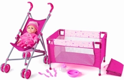 WOODY Set giocattolo con passeggino e lettino