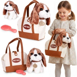 Cagnolino di peluche in borsa con spazzola per bambini