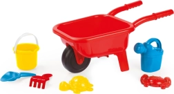 Carriola in plastica rossa per bambini per la sabbia con set da 7 pezzi