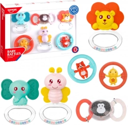 Set di sonagli e dentaruoli per neonato Animali 6 pz