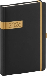 Agenda giornaliera Twill nero-oro 2026