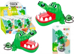 Portachiavi con coccodrillino che morde con campanellino verde