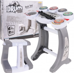 Batteria elettronica per bambini 6+ con sgabello, 5 pad e 2 bacchette