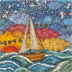 Puzzle quadrato Q Silver: barca a vela 72 pezzi