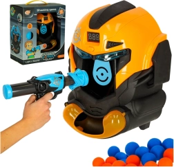 gioco di tiro con testa robotica e palline in schiuma