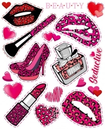 Grande foglio di trasferibili per bambini di colore rosa